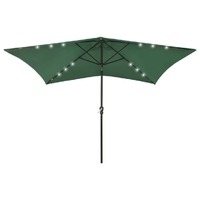  Garden Parasol with LEDs and Steel Pole Green 2x3 m