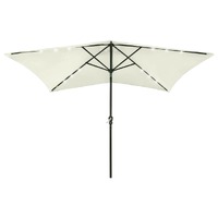  Garden Parasol with LEDs and Steel Pole Sand 2x3 m
