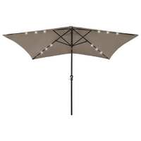  Garden Parasol with LEDs and Steel Pole Taupe 2x3 m