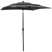  3-Tier Garden Parasol with Aluminium Pole Anthracite 2x2 m