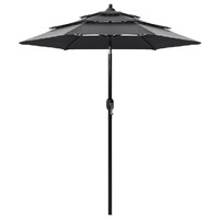 3-Tier Garden Parasol with Aluminium Pole Anthracite 2 m