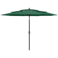  3-Tier Garden Parasol with Aluminium Pole Green 3 m