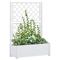  Garden Planter with Trellis 100x43x142 cm PP White