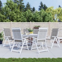  Garden Highback Chair Cushions 6 pcs Grey 120x50x3 cm Fabric