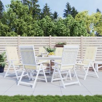  Garden Highback Chair Cushions 6 pcs Cream 120x50x3 cm Fabric