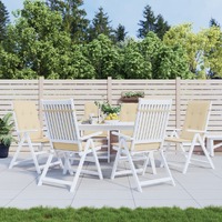  Garden Highback Chair Cushions 6 pcs Beige 120x50x3 cm Fabric