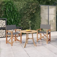  Director&#39;s Chairs 2 pcs Solid Wood Teak Grey