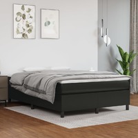  Box Spring Bed with Mattress Black 137x187 cm Double Size Faux Leather