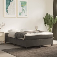  Box Spring Bed with Mattress Dark Grey 153x203 cm Queen Size Velvet