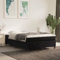  Box Spring Bed with Mattress Black 153x203 cm Queen Size Velvet