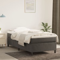  Box Spring Bed with Mattress Dark Grey 106x203 cm King Single Size Velvet