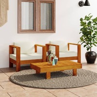  3 Piece Garden Lounge Set with Cream White Cushions Solid Wood