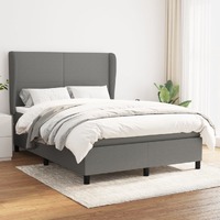 vidaXL Box Spring Bed with Mattress Dark Grey 137x187 cm Double Size Fabric