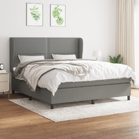  Box Spring Bed with Mattress Dark Grey 153x203 cm Queen Size Fabric