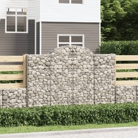  Arched Gabion Baskets 2 pcs 200x50x140/160 cm Galvanised Iron