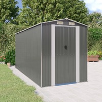  Garden Shed Light Grey 192x440x223 cm Galvanised Steel