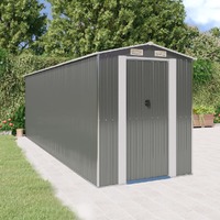  Garden Shed Light Grey 192x606x223 cm Galvanised Steel