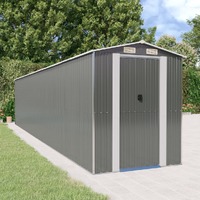  Garden Shed Light Grey 192x938x223 cm Galvanised Steel