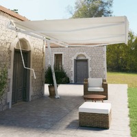  Awning Post Set White 600x245 cm Iron