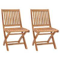  Folding Garden Chairs 2 pcs Solid Teak Wood