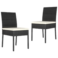  Garden Dining Chairs 2 pcs Poly Rattan Black