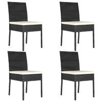  Garden Dining Chairs 4 pcs Poly Rattan Black