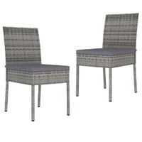  Garden Dining Chairs 2 pcs Poly Rattan Grey