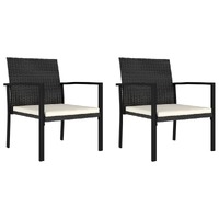  Garden Dining Chairs 2 pcs Poly Rattan Black