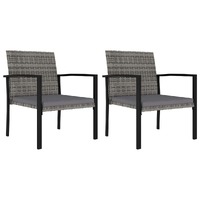  Garden Dining Chairs 2 pcs Poly Rattan Grey