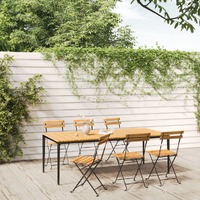  Folding Garden Chairs 6 pcs Steel and Solid Wood Acacia