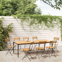  Folding Garden Chairs 8 pcs Steel and Solid Wood Acacia