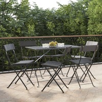  Folding Bistro Chairs 6 pcs Black Poly Rattan and Steel
