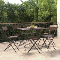  Folding Bistro Chairs 6 pcs Brown Poly Rattan and Steel