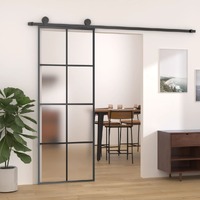  Sliding Door with Hardware Set 76x205 cm ESG Glass&amp;Aluminium