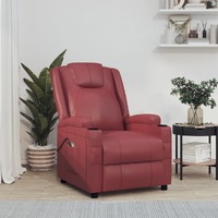  Stand up Massage Chair Wine Red Faux Leather