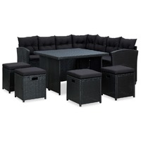  6 Piece Garden Lounge Set with Cushions Poly Rattan Black