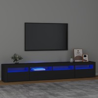  TV Cabinet with LED Lights Black 240x35x40 cm