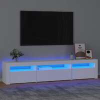  TV Cabinet with LED Lights White 195x35x40 cm