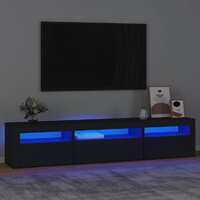  TV Cabinet with LED Lights Black 195x35x40 cm