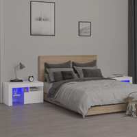  Bedside Cabinets 2 pcs with LED Lights White 70x36.5x40 cm