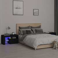 Bedside Cabinets 2 pcs with LED Lights Black 70x36.5x40 cm
