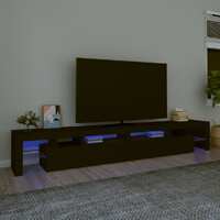  TV Cabinet with LED Lights Black 260x36.5x40 cm