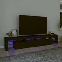  TV Cabinet with LED Lights Black 230x36.5x40 cm