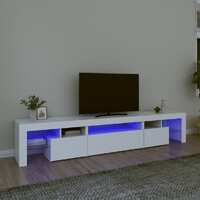  TV Cabinet with LED Lights White 215x36.5x40 cm