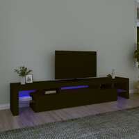  TV Cabinet with LED Lights Black 215x36.5x40 cm
