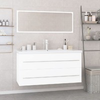  Bathroom Furniture Set High Gloss White Engineered Wood