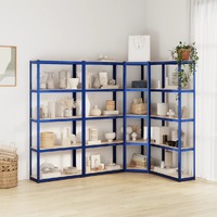  5-Layer Shelves 4 pcs Blue Steel&amp;Engineered Wood