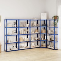  5-Layer Shelves 5 pcs Blue Steel&amp;Engineered Wood
