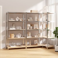  5-Layer Shelves 3 pcs Silver Steel and Engineered Wood