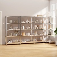  5-Layer Shelves 4 pcs Silver Steel and Engineered Wood